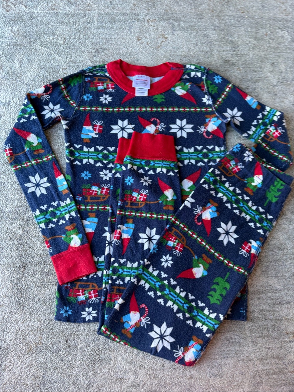 Hanna Andersson Kids Gnome Sweet Gnome Long Sleeve Pajama Set size 6-7 Holiday